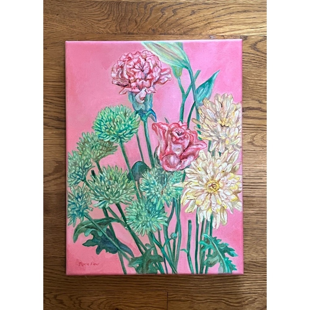 Pink Flowers - Original Oil Painting on Canvas one of a kind Mother's Day Gift